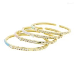 Bangle Top Quality Gold Colour CZ Bracelet Jewellery Luxury Design Women's Multicolor Enamel Gift