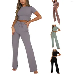 Women's Leggings Female Casual Polyester Trousers Solid Colour High Waist Straight-Leg Pants With Drawstring For Spring Fall S/M/L/XL