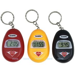 Keychains Lanyards Spanish Language Talking Key Chain Clock Big Voice with Alarm for The Old Man or Blind People 231205