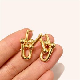 New Stainless steel Heart Shape Stud u-type T Earrings for Women Fashion Genuine Jewellery rose gold silver gold love earring Enamel228p