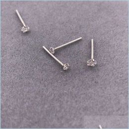 Nose Rings Studs 925 Sterling Sier 1.5 Mm Clear Crystal Nose Stud Straight Pin Fashion Women Nariz Piercing Jewellery 36Pcs/ Vipjewel Dh1Vt