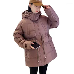Women's Trench Coats Women Parker Winter Jacket 2023 Thicke Warm Down Cotton Drawstring Waist Mid-Length Coat Female Snow Wear Outerwear