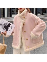 Women's Fur Coat High-end One-piece Lamb Plush Women Winter 2023 Style Small Plus Velvet Thickened Short Cotton