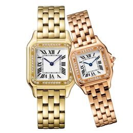 new classic elegant designer watch womens mens panthere fashion quartz movement watches square tank Women gold silver watches Montre de Luxe