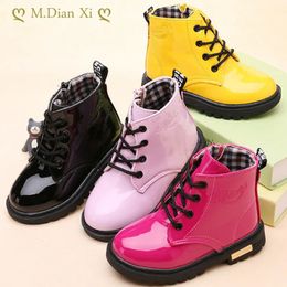 Boots Children Shoes Thickened Boot Child Size 21-36 Boot Boys PU Leather Waterproof Winter Kids Non-slip Snow Shoes Girls Boots 231206