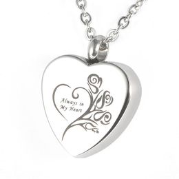 Lily Stainless Steel Memorial Pendant Always in my heart Urn Locket Cremation Jewellery Necklace with gift bag and chain299h