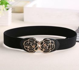 Elegant Women Ladies Fashion Elastic Cinch Belt Unique Flower Design Casual Wide Stretch Waist Band Buckle Chest Hip Waistband4615517