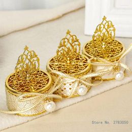 Gift Wrap 12pc Elegant European Hollow Out Candy Box Wedding Party Boxes For Weddings Parties Delicate Gold Round Storage