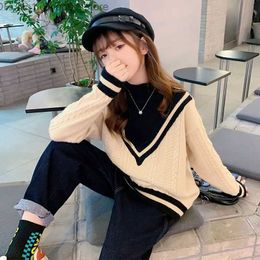 Cardigan Girls Sweater Autumn and Winter Style Plush Thickened Children's Knitting 2023 New Girls High Collar Baby Clothes 5 10 7 12 Year Q231206