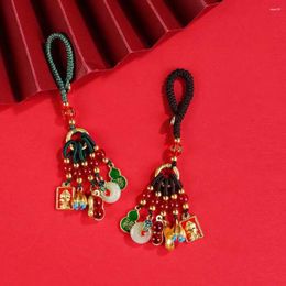 Keychains Chinese Pixiu Car Key Pendant Enamel Colored Alloy Buddha Statue Gourd And Peanut Abacus Handmade Woven Rope Rings
