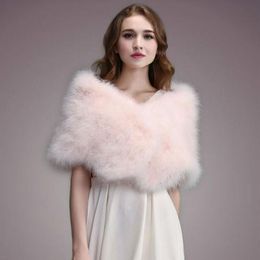 Scarves IANLAN Casual Solid Ostrich Feather Shawl Wrap For Women Bride Wedding Stole Ladies Real Turkey Fur IL00035303i