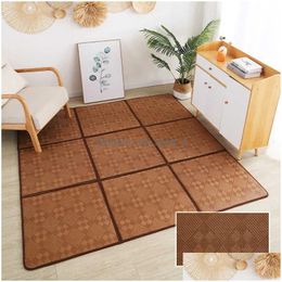 Carpets Folding Rattan Floor Mat Thick Living Room Slee Tatami Carpet Pad Summer Baby Play Non-Slip R230725 Drop Delivery Home Garde Dh8Na