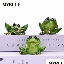 Novelty Items Myblue 3 Pcs/Set Dont Talk Listen Look Frog Figurine Miniature Fairy Garden Nordic Home Room Decoration Accessories C0 Dhckp