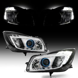 LED DRL Black Halogen Projector Headlights Lamps Pair For 2011-2013 Buick Regal