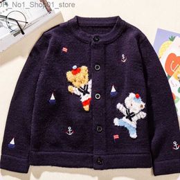 Cardigan Girls Clothes Sweater 2023 Autumn New Style Family Kids Pirate Bear Wool Cardigan Boys Top Q231206