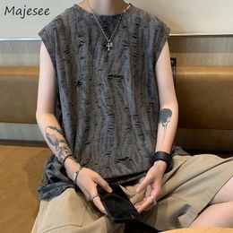 Men's Tank Tops Tanks Men Ripped Y2k American Streetwear Hip Hop Loose Sleeveless Summer Clothes Sporty All-match Handsome Vintage