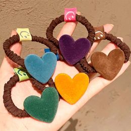 Korea dongdamen autumn and winter new Colour flocking love hair circle simple temperament high elastic hair binding headrope rubber string LL