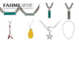 Fahmi Classic Fashion Thick Chain Tag Guitar Red Petal Pineapple Necklace Special gifts for Mother Wife Kids Lover Friends