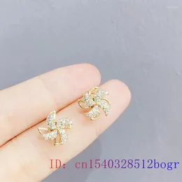 Dangle Earrings White Zircon Windmill Ear Studs Fashion Gifts Women Natural Chalcedony Jewelry Gemstone Amulet Crystal 925 Silver