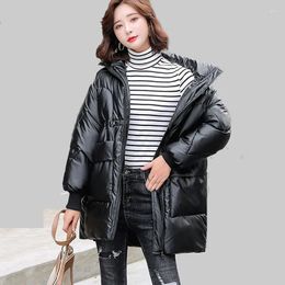 Women's Trench Coats Cotton-padded Jacket Mid-length Winter Style Shiny Down Parka Loose Bread Padded