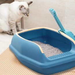 Other Cat Supplies Cat Litter Box Large Capacity Semi closed Plastic Sand Box For Cats Pet Toilet Anti Splash Cat Tray Cleaning Bath Basin Supplies 231206