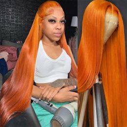 Ginger Orange Lace Front Wigs Human Hair Bone Straight Brazilian Lace Frontal Wigs Red/black/blonde /blue Transparent Lace Wig for Women