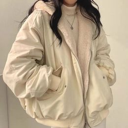 Womens Down Parkas Autumn Thicken Women Casual Hooded Jacket Winter Comfortable DoubleLayer Korean Style Simple Solid Warm Cute Coats 231206