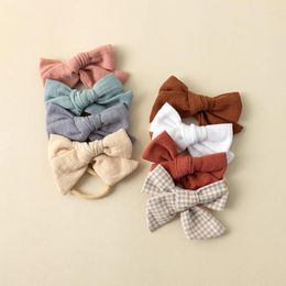 Hair Accessories Baby Imitation Cotton Linen Bow Headband Set Super Soft Stretch Children's