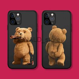 Cell Phone Cases Teddy Bear Couple Cartoon Frosted Phone Case for iPhone 15 14 13 12 11 Pro MAX X XS Max XR Mini SE2022 6S 7 8 Plus Black Case J1206