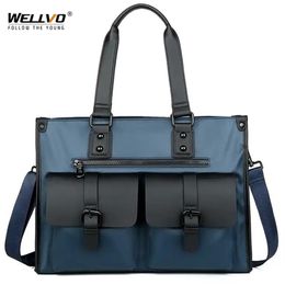Men Oxford Briefcase Male Business Casual Handbags Laptop Bags Documents Storage Bag Fashion Shoulder Black Blue XA901ZC 220125234Q