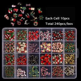 Nail Art Decorations 240pcs Nail Art Christmas Alloy Rhinestones 3D Nail Art Decorations Charms Glitter Fake Nails Accessories Manicure Nail Supplies 231205