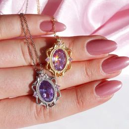 Pendant Necklaces Rapunzel Necklace For Women Girls Fashion Wedding Party Jewellery Accessories Purple Lilac Zirconia Princess Gift Her