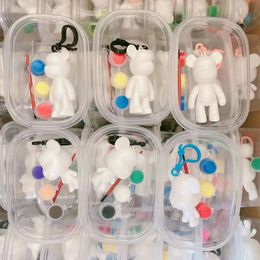 Dolls 8cm 6pcs 100 Handmade Set Gloomy Bear POPOBE White Blank Mould Vinly Toys for Kid DIY Painted Medicom 231205