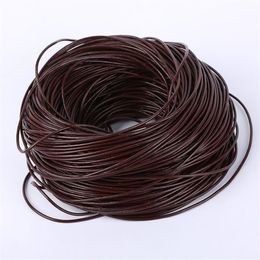 100metrs lot 100% Real Genuine Brown 3 sizes Round Oxhide Real Leather Thong Gorgeous Bracelet Necklace Cords Wire Jewellery DIY Mak256r