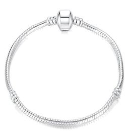 10pcs lot Silver Plated Bangle Bracelets Snake Chain with Barrel Clasp For DIY European Beads Bracelet C16274Y