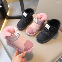 Boots 2024 Winter Children Leather Waterproof Snow Boys Girls Fashion Non-slip Kids Plush Warm Infant Cotton Shoes