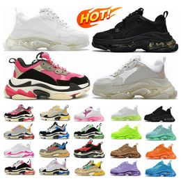 Designer shoes Triple S Clear Thick Sole Crystal Bottom 17W Trainers Dad Shoe Sneaker Black Mens Womens Beige triples Runner High platform flat Chaussures size 35-46