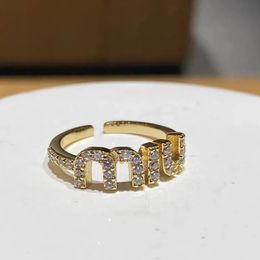 Wedding Rings Trend Letters Zircon Open Women Girls Fashion Korean Elegant Finger Circles Daily Work Party Jewelry 231205