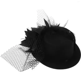 Bandanas Hat Hair Clip Flower Decor Fascinator Black Veil For Wedding Tea Party