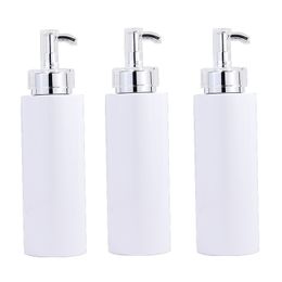 Plastic Bottle Empty Shampoo Packaging Container Flat Shoulder PET Silver Lotion Pump CosmetiC Refillable Bottles 100ml 120ml150ml 200ml 300ml 400ml 500ml