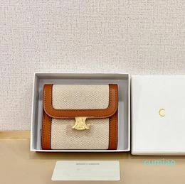 Fashion Leather wallets luxury short triomphe cuir Credit Card Holder purse bags Golden Hardware women of Zippy coin purses with Original box dust bag