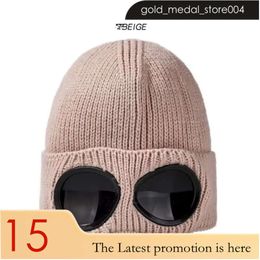 CP Hat Goggle Cp Beanie Designer Hats For Men Ribbed Knitted Wool Bonnet Two Lens Glasses Skull Caps Woollen Turn Up Brim Winter Hat Ski 339