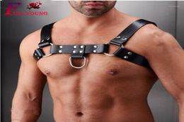 Fullyoung Harness Men Bondage Lingerie Gay Bondage Harness Men Gay Gothic Body Half Belt Costume Leather Chest Shoulder18640909