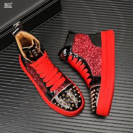 Winter Fashion New European Breathable Board High Top Sequin Gold Casual Men's Sports Shoes A6 82