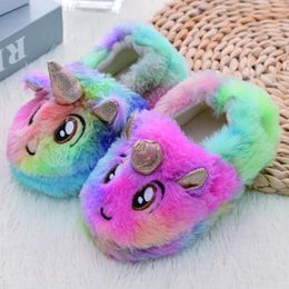 Slipper Fashion Toddler Girls Slippers for Winter Boy Plush Warm Cartoon Animal Children Home Shoes Little Kid House Footwear Baby Items 231206