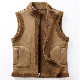 Men's Vests Men Fashion Casual Thicken Gilets Winter Lamb Wool Coat Warm Vest Male Jacket Can Be Worn On Both Sides Sleeveless Waistcoat 231205
