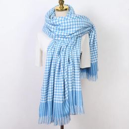 Scarves Houndstooth Women Acrylic Tassel Cashmere Woven Shawl Home Sofa Office Air Conditioning Blanket Warm Long Muffler