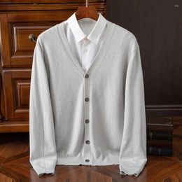 Men's Sweaters Knitted V-neck Cardigan Versatile Colour V Neck Sweater Coat With Single-breasted Buttons Solid For Fall