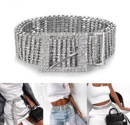 Silver Full Rhinestone Diamante Fashion Women Belt Sequins 2019 New Corset Belt Harajuku Ladies Waist Charm Accessory 2 Szie C3555707