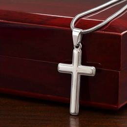 Grandson, to My Stainless Steel Classic Cross Pendant Necklace Card and Box Birthday Christmas Graduation